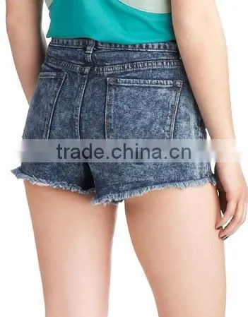 Stylish Women Denim Fabric Booty Sexy Shorts Jeans Used Look Stone Wash Denim Shorts photo-2