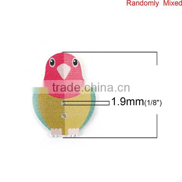Wood Sewing Buttons Scrapbooking 2 Holes Bird Animal At Random photo-2