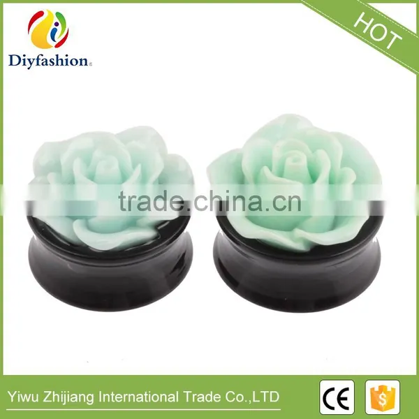 Hot Sell Colorful Rose Flower Acrylic Ear Plug Body Piercing photo-3