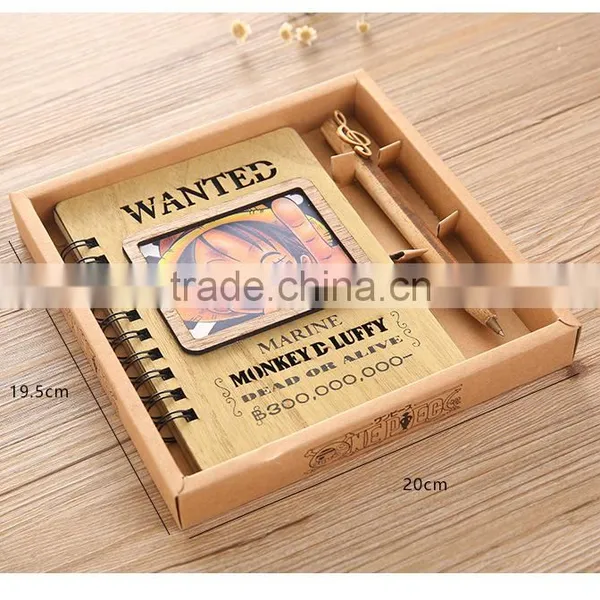 One Piece Luffy Cartoon Wooden Birthday Gift Anime Notebook For Student photo-5
