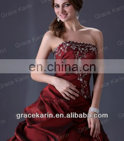 Grace Karin Long Floor Length Red Prom Wedding Evening Dress Bridal Gown CL2516 photo-5