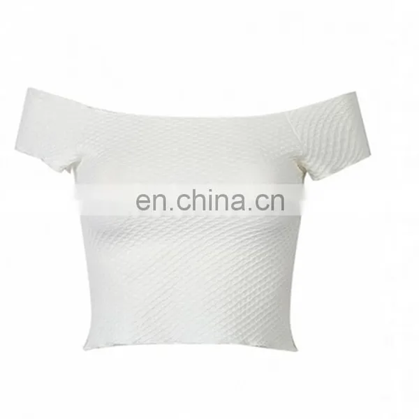 Guangzhou OEM Service Summer New Design Fashion off Shoulder Solid Colour Womens Crop Top