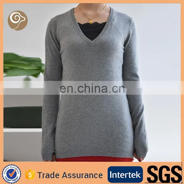 Women Wholesale Knitted v Neck Cashmere Sweater for Sale