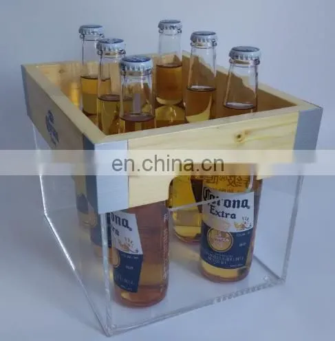 Hot Selling Personalized Plastic Custom Ice Bucket With Wood Top photo-2