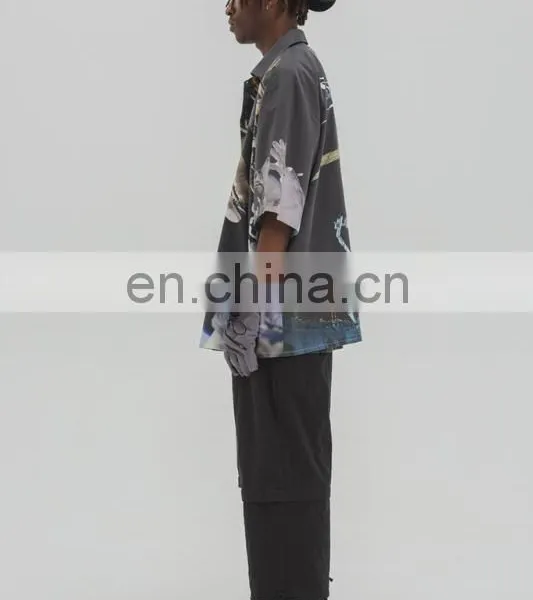 Diznew Custom Short Sleeve Men Beach Casual Party Printed Polyester Shirt Mens Print Patterned Shirt Button Up Shirts photo-5
