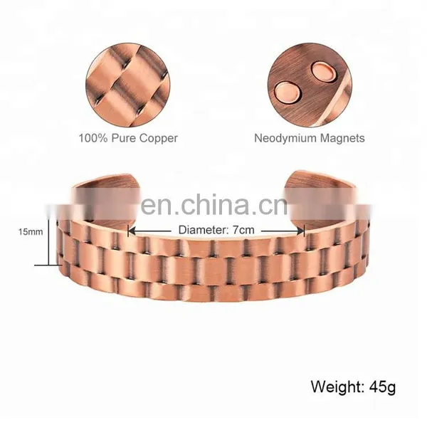 High Powered Magnets Arthritis Pain Relief Mens Pure Copper Magnetic Bracelet photo-3