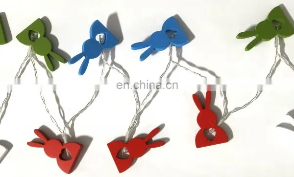 2020 New 10L Led Easter Festival Colorer Wood Rabbit Heart String Light For Home Decoration Bedroom Wall Holiday Lighting photo-5