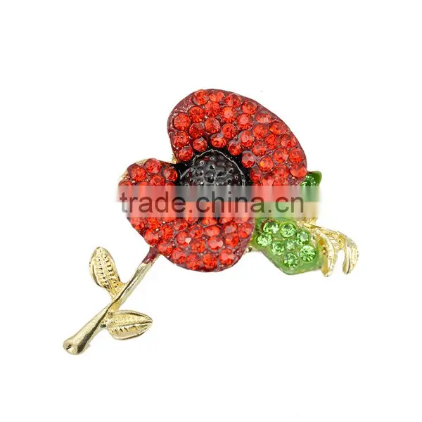 Classical Commemoration of Princess Kate Rhinestone Poppy Brooch photo-3