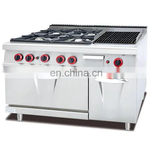 Stainless Steel Commercial 4 Burner Gas Cooker With Oven