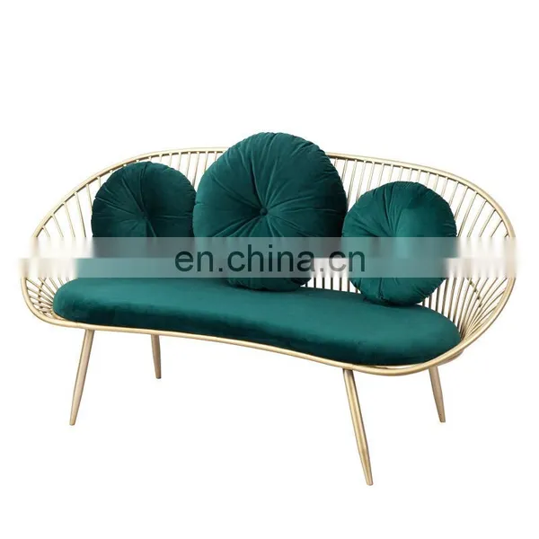 Simple Modern Iron Sofa Chair Milk Tea Shop Double Creative Leisure Sofa Chair Velvet Leisure Chair photo-5