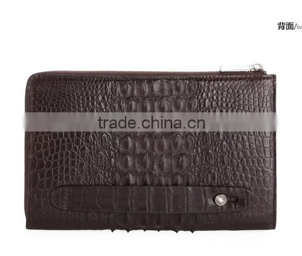 Vintage Style Crocodile and Soft Calf Leather Men Clutch Wristlet Wallet Handbag Wholesale photo-3