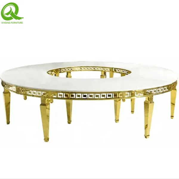 Hot Sell Event Use Round Slate Top Banquet Stainless Steel Dining Table photo-3