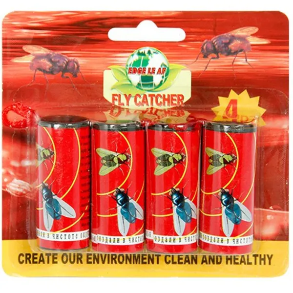 Red Fly Glue Ribbon Trap 4 PCS Blister Non-Toxic Catcher