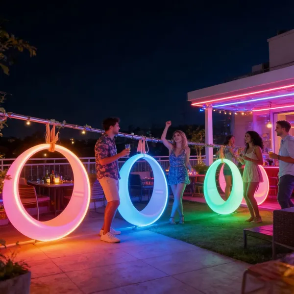 Outdoor Garden Patio Furniture Decoration 16 Colors Change Rechargeable Luminous Led Seesaw Led Illuminated Outdoor Swing Chair photo-3