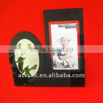 Acrylic photo frame display with mirror
