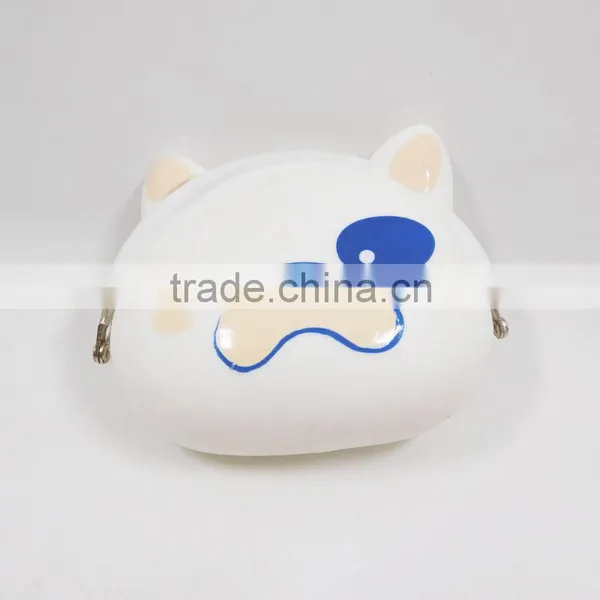 Top Selling Cartoon Style White Wallet Cute Silicone Dog Coin Purse