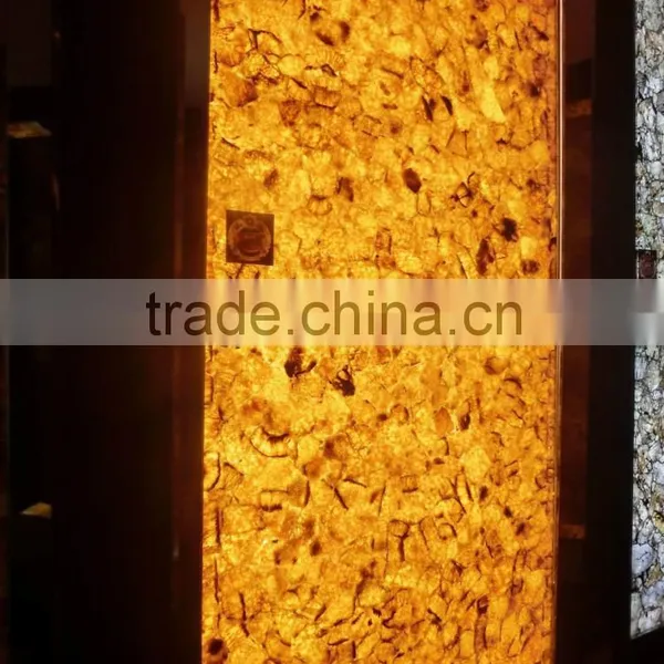 Yellow Quartz Gem Stone Artificial Marble Slabs photo-3