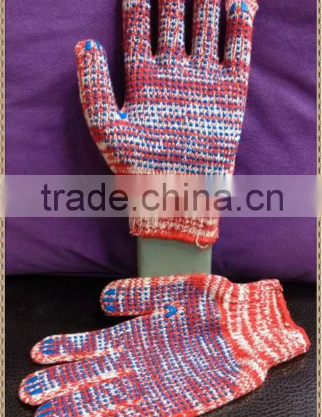 Pink and Blue Knitted Cotton Glove/ Working Glove/ Safety Glove