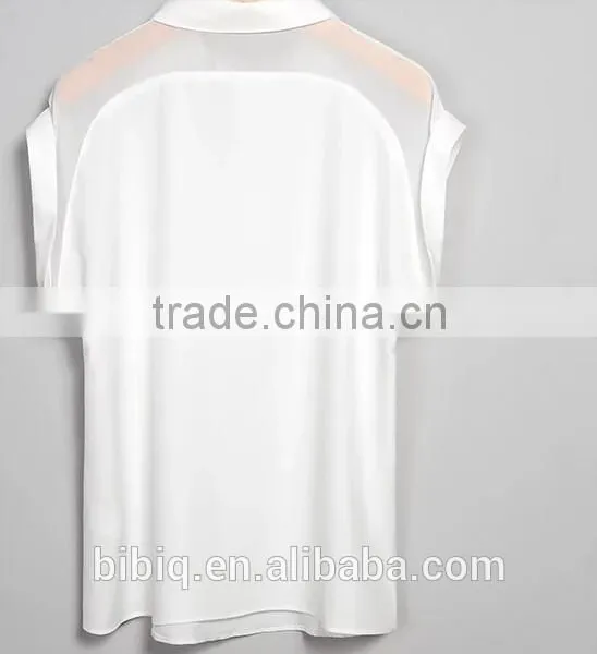 2015 Fashion Design White Loose Cardigan Women Chiffon Shirt photo-5