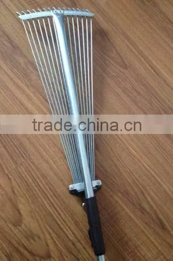 15 Teeth Telescope Handle Steel Garden Rake photo-3