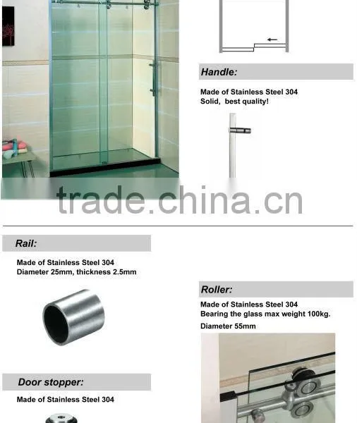 8mm Sliding Door Portable Big Roller Shower Room photo-4