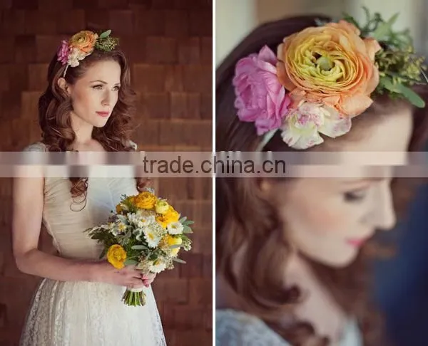 New Artificial Flower Crown Decorative Artificial Flower Crown Headband Flower photo-3