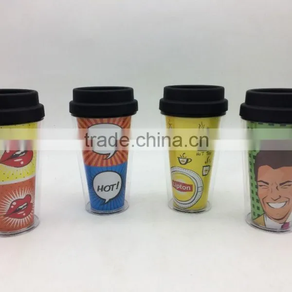Best Sale Double Wall Paper Insert Replaceable Platic Bottle Coffee Cuo Starbucks Mug