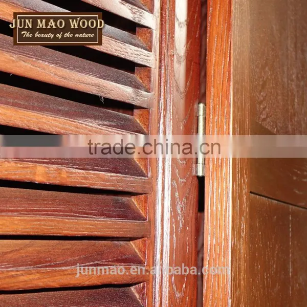Solid Wooden Design Four Shutters Cabinet Oak Wall Wardrobes Bedroom photo-5