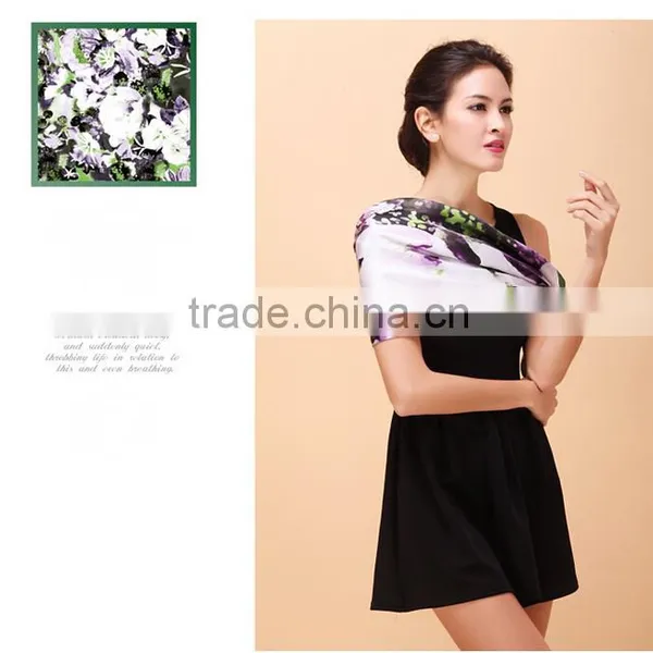 No Moq 100% Silk 12mm Twill 88*88cm Screen Printing Scarf photo-5