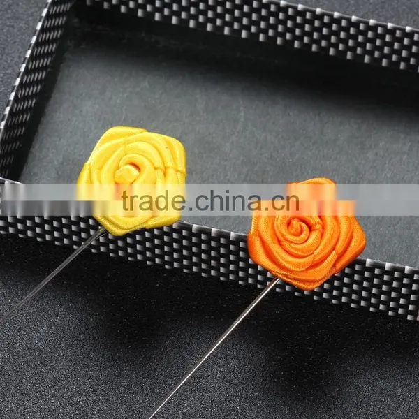 Custom Handmade Felt Fabric Rose Lapel Pins Rolling Flower Pins photo-2
