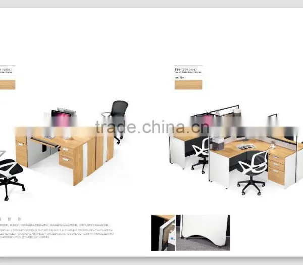 White and Black Staff Working Desk Office Workstation Design With Hang-in Cabinet for USA photo-2