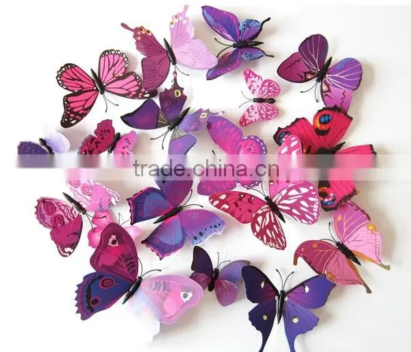 12pcs 3D PVC Butterflies DIY Butterfly Art Decal Home Decor Wall Mural Stickers photo-2