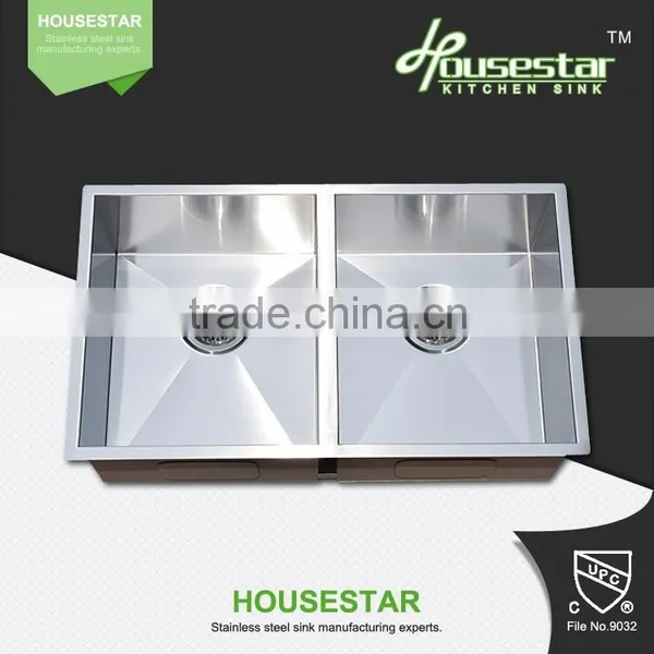 Factory Wholesale Stainless Steel Sink R10-3219 Cheap Undermount Sinks Handmade Undermount Corner Kitchen Sinks With Double Bowl photo-2