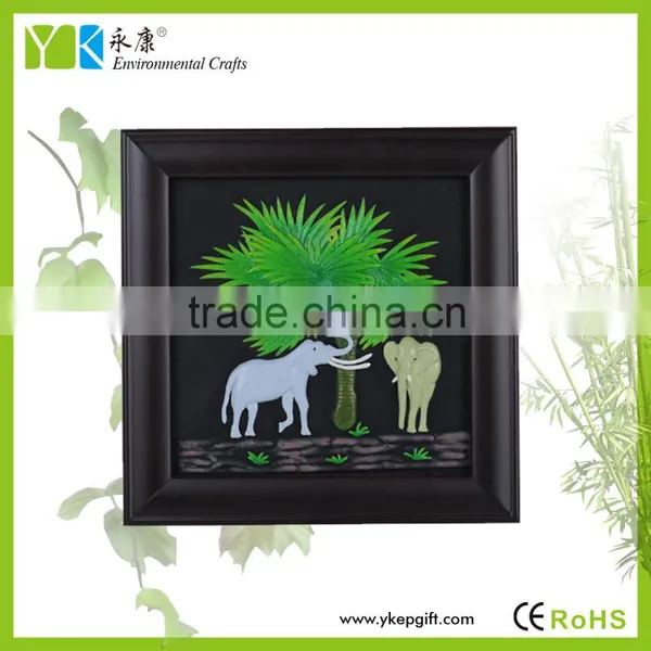 Modern Wooden Home Decor Wall,couple of Elephants Solid Wood Frame Handmade Craft photo-2