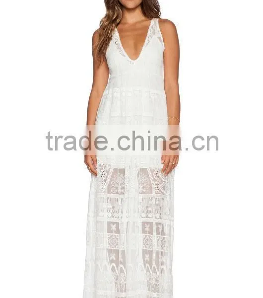 2016 New Design Ladies' White Lace Dress, Good Time Usa Dress in Lace Fabric Latest Lace Dress Designs Photos photo-4