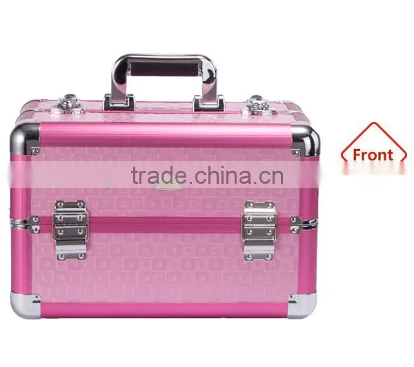 Professional Aluminum Makeup Case Pink Beauty Box Cosmetic Case photo-2