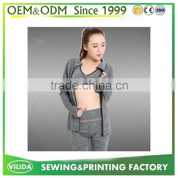 Factory Price 2016 High Quality Sport Winter Windproof Lady Full Zipper Blank Oversized Hoodie photo-2