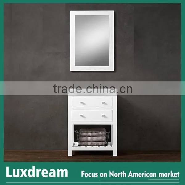 36" White Floor Standing Bathroom Vanity With Wooden Shelf photo-6