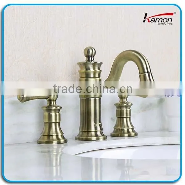 3 Hole Antique Brass Bathroom Tap