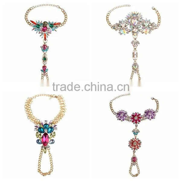 Crystal Foot Hand Chain Jewelry Barefoot Sandals Anklet With Toe Ring photo-2