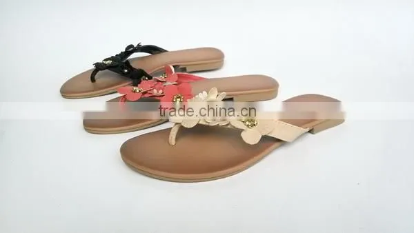 Uniseason Fancy Design PU Material Flat Durable Branded Ladies Sandals