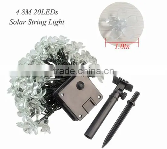 Solar Lamps 4.8M 20LEDs Flower Blossom Decorative Lights Waterproof white fairy Garden Outdoor Christmas solar led light