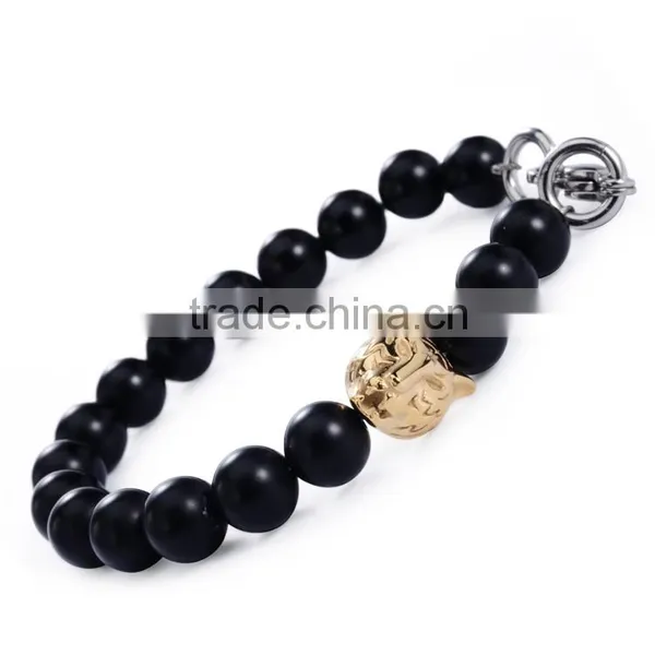 Classic Design Small Black Gay Agate Bead Bracelet photo-3