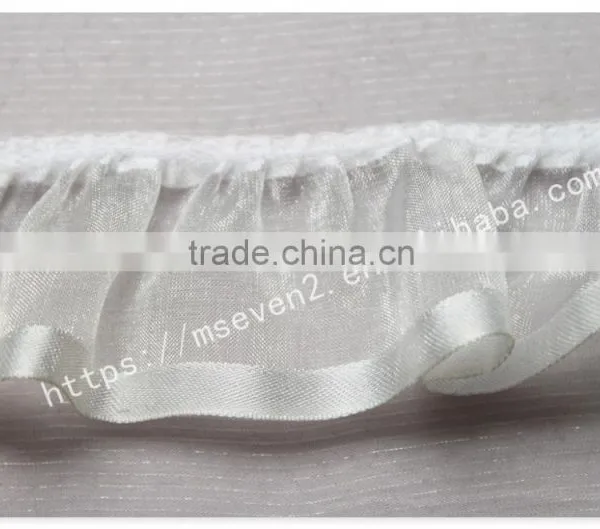 High Quality 4cm Width Folded Organza Fabric Trim in Silver photo-3