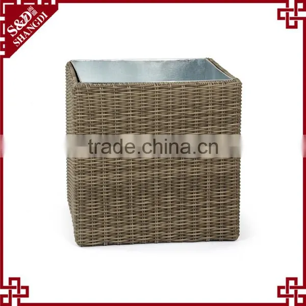 UV-resistant Resin Wicker Square Garden Decor Outdoor Flower Pots photo-4