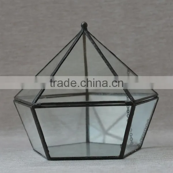 Wholesale Geometric Glass Greenhouse Keepsake Flower Box Jewelry Box photo-2