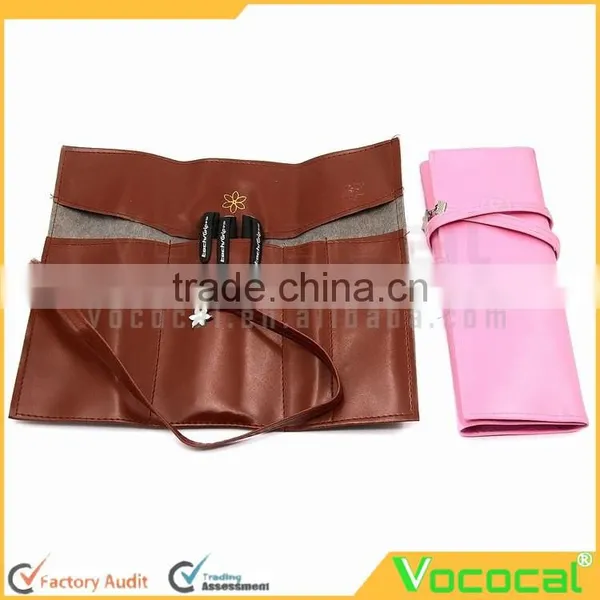 PU Leather Bandage Style Pen Bag Pencil Case Cosmetic Pouch Storage Bag Makeup Pouch With 3 Gel-ink Pens photo-6