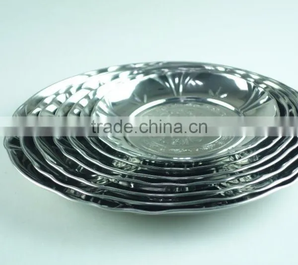 2015 Hot Selling Multi Size Stainless Steel Decorative Flower Plate, Dinner Round Plate With3 Clour photo-6
