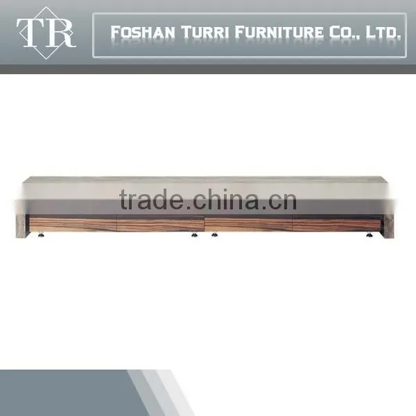 Modern High Gloss White TV Stand With Natural Marble Top photo-5