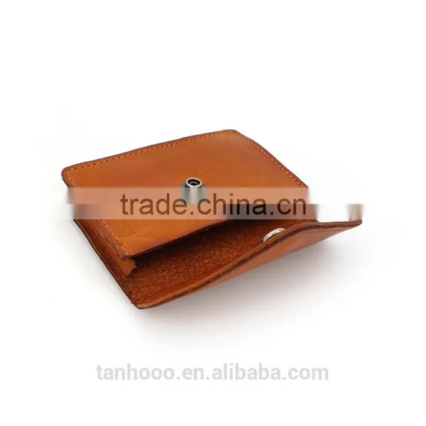 Small Size Custom Personalized Genuine Leather Coin Purse Mini Cash Bag Retro Wallet photo-5